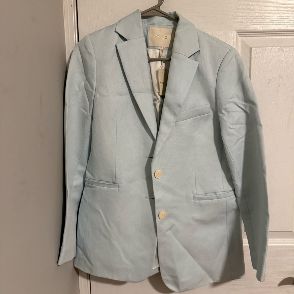 Maje Paris Vizane Linen Blend Twill Blazer